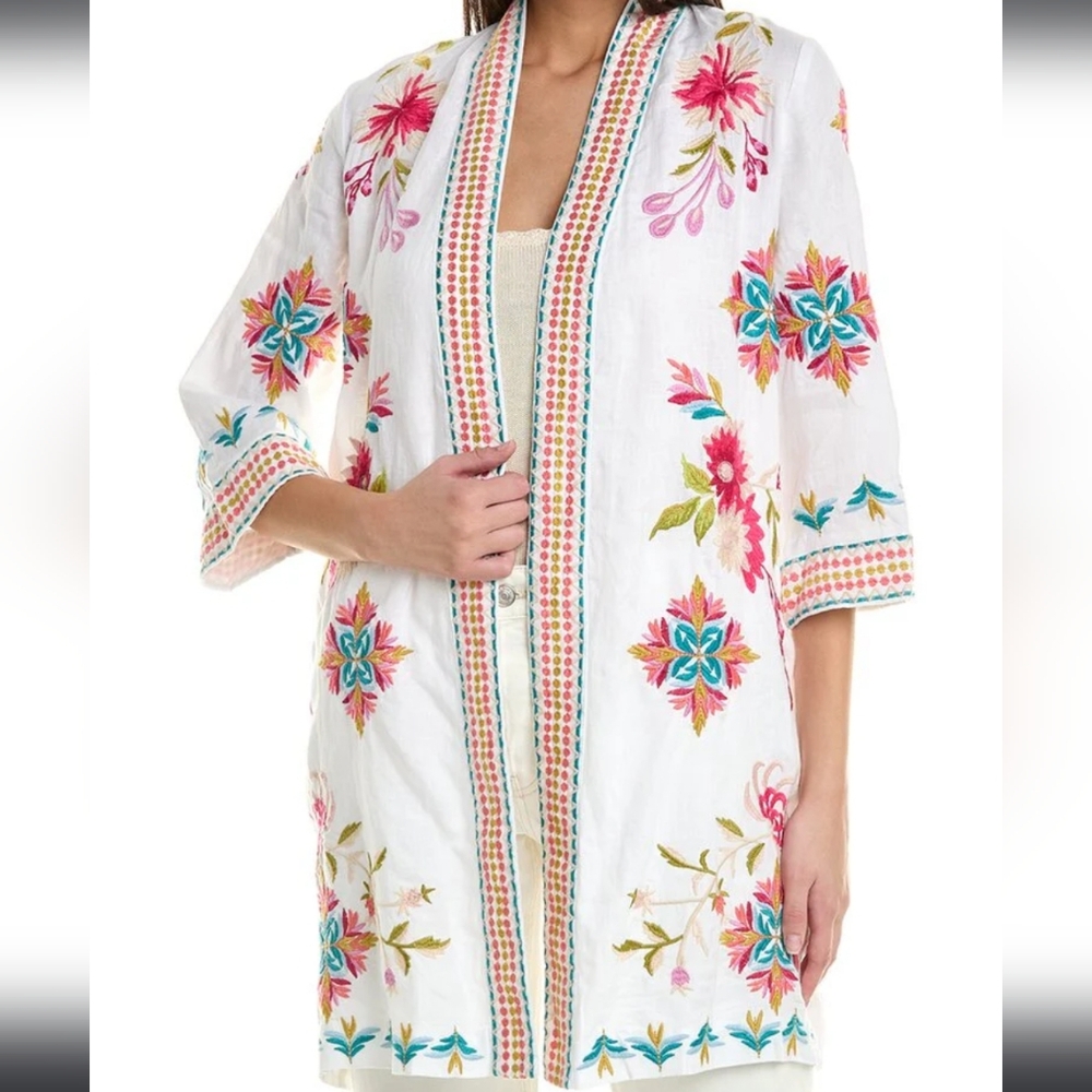 Johnny Was Julie Linen Kimono Coat